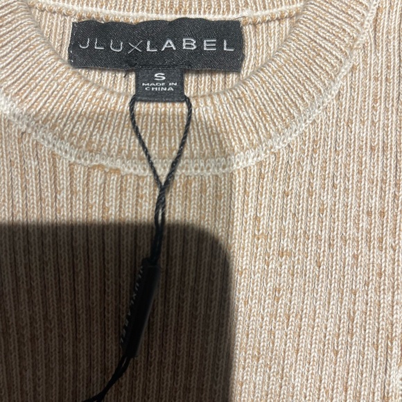 NWT JLuxLabel Made To Move cutout ribbed dress Taupe/White size small - Picture 7 of 7